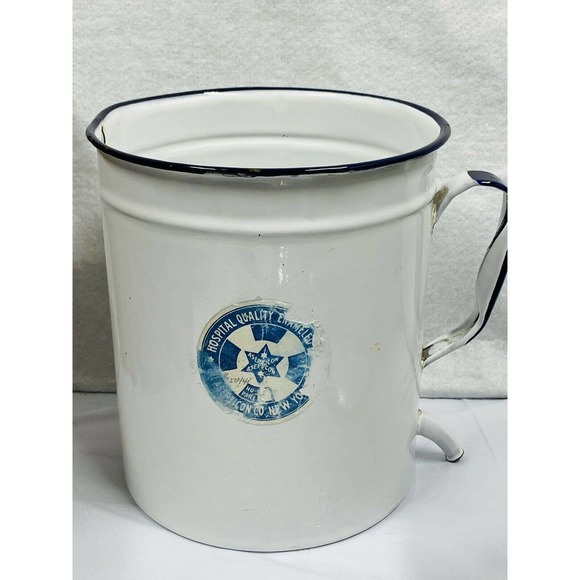 Vintage Farmhouse Enamelware NEW YORK Hospital Surgical Medical Irrigator Can - Picture 9 of 12